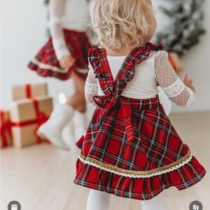 Love and grow tartan pinafore/romper